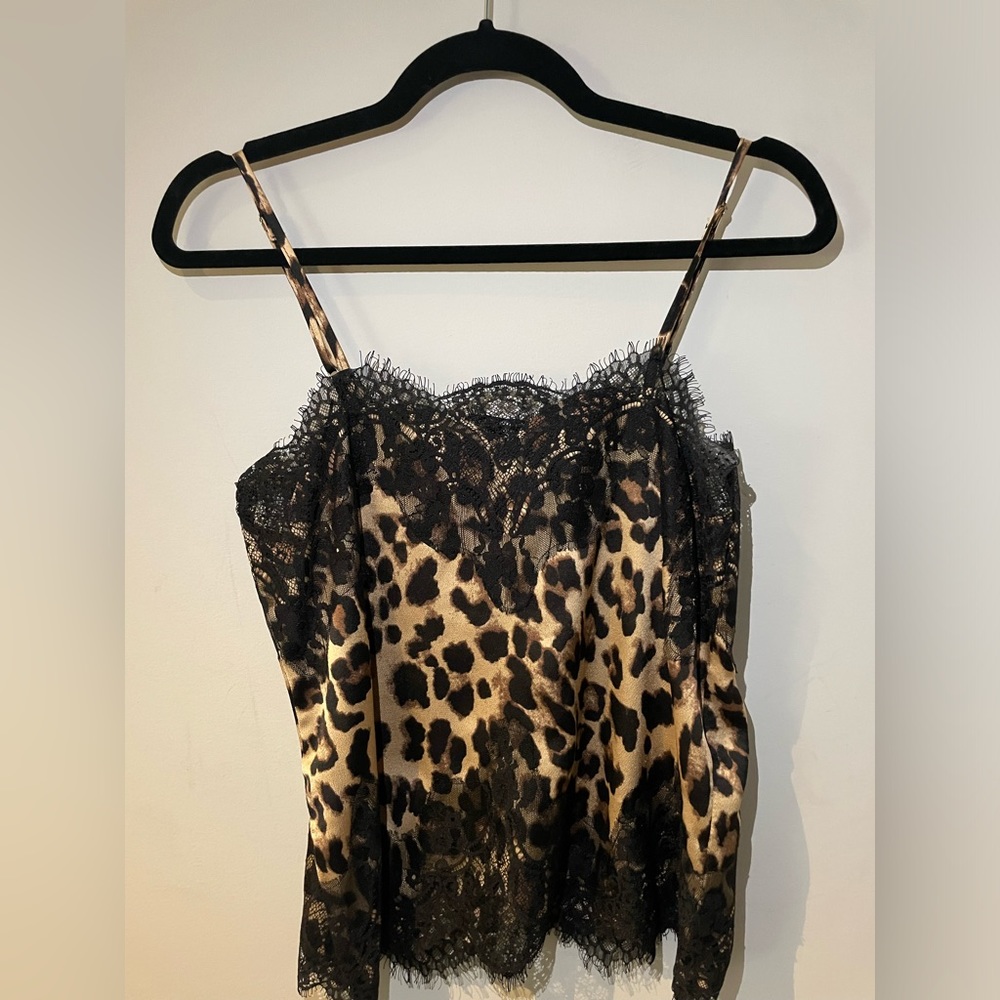 Cheetah print lace silk top